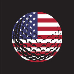 golf ball with usa flg on it vector, silhouette golf ball