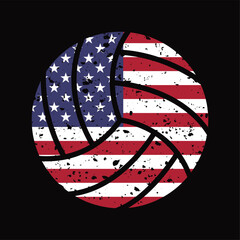 grunge volleyball with usa flag vector
