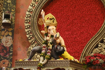 19 September 2023, Pune, Maharashtra, India, Beautiful idol of Lord Ganesh installed by Bhausaheb...