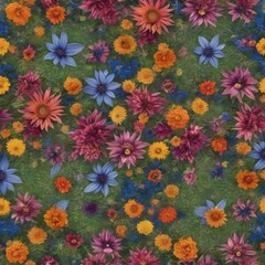 A meadow of flowers that bloom in synchronized patterns, creating intricate, ever-changing mandalas on the ground1