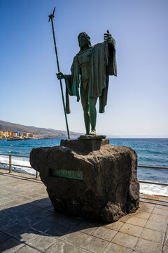 CANDELARIA, TENERIFE, SPAIN - JULY 19, 2023: Statue of Beneharo (mencey), one of the great leaders of the Guanches in the Canary Islands.