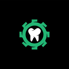 Vector dental care gear mechanic logo design template