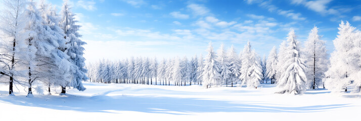 Winter tree forest in snow background
