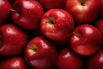Fototapeta na wymiar Background of red apples, fresh organic fruits from the farm