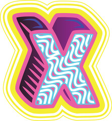 Wavy Pink & Blue Retrowave Letter "X"