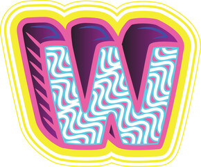 Wavy Pink & Blue Retrowave Letter "W"