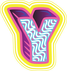 Wavy Pink & Blue Retrowave Letter "Y"