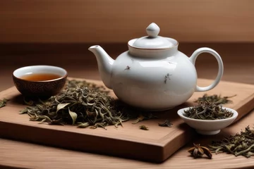 Foto op Aluminium teapot and cup of tea © drimerz