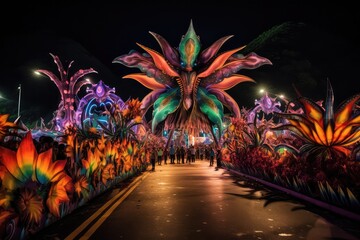 Dazzling Night Parade at Rio's Carnival Brazilia ,Generative AI