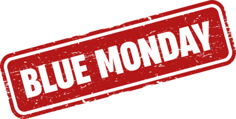 Blue Monday square grunge stamp