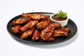 Grilled chicken wings with barbecue sauce on a neutral backgroundl