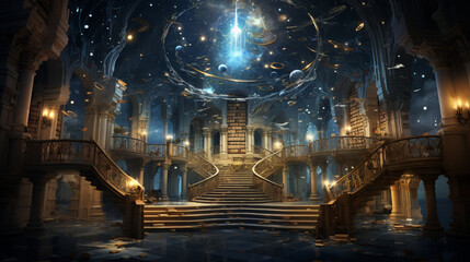 Enchanted Library: Books, Scrolls, and Staircases to the Stars