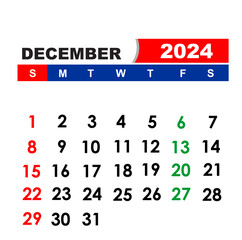 december calendar template illustration