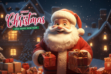 Christmas santa claus and happy new year background