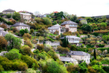 Fototapeta na wymiar Houses in the Hillside in the Historical City of Pocitelj in Bosnia and Herzegovina