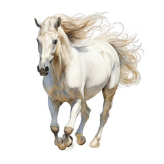 Obraz na płótnie Canvas Running horse watercolor clipart on transparent background. Generative AI illustration