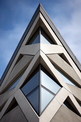 Fototapeta na wymiar Geometric details facade in a minimalist concrete brutalist building