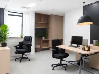 modern office interior with furniture
