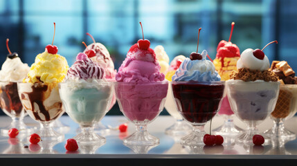 A DIY ice cream sundae bar offers endless combinations of sweet indulgence - obrazy, fototapety, plakaty