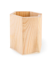 Wooden holder on white background