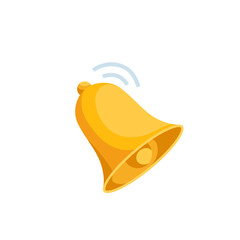 isometric bell, in color on a white background, alert or reminder