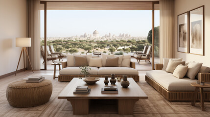 Naklejka premium Stylish Interior Design, 3D Render, 3D Illustration