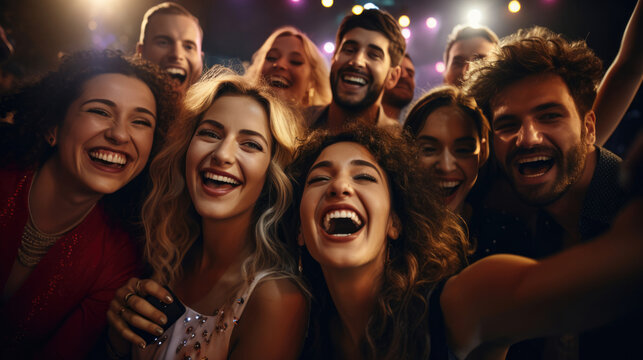 Group selfies capture the collective joy of the party