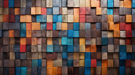 Vibrant Multi-Color Wooden Wall
