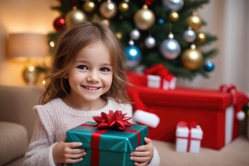 Fototapeta na wymiar girl with christmas gifts