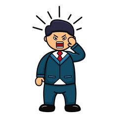 Illustration of an angry businessman. Emotional angry businessman. Feeling angry. Emoticons, emojis.