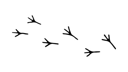 Footprints of a Bird. Editable Doodle hand drawn minimalistic icons. Tracks of Birds on the ground © Tatsiana