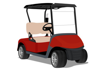 Vector illustration of side view of red color Golf cart.
