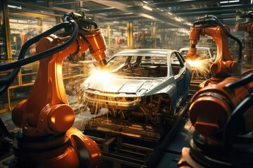 Smart factory solutions, boosting efficiency and productivity in industry 4.0, artificial intelligence in automotive design, revolution in vehicle technology, innovative high-tech, Generative AI.