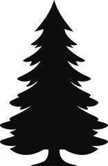 Obraz premium Christmas tree concept, silhouette, black, vector illustration.