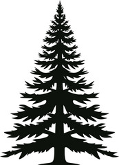 Christmas tree black icon isolated on white background, winter holiday symbols. Vector, silhouette
