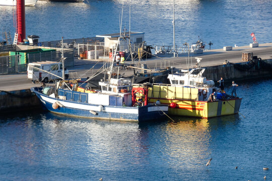 Small fishing boats in a harbour on the Mediterranean coast