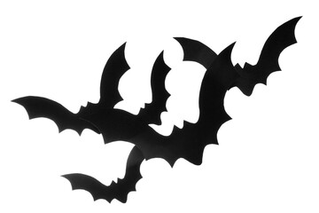 Paper bats for Halloween party on white background