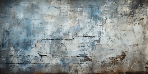 Old painted concrete wall surface. Close - up. Gray pale dysty blue color. Rough dark grunge...