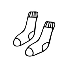 warm socks in doodle style, hand drawn illustration isolated on white background, vector.