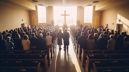 Congregation Coming Together in a Place of Worship, religion, good, faith, with copy space