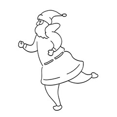走るサンタクロースの線画イラスト