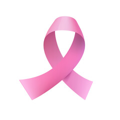 Stock PNG illustration realistic pink ribbon, breast cancer awareness symbol, isolated on a transparent background. National Breast Cancer Awareness Month