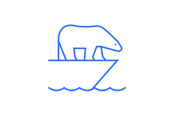 Isolated Geometric polar bear illustration in flat style design. Vector illustration. Duotone blue color.