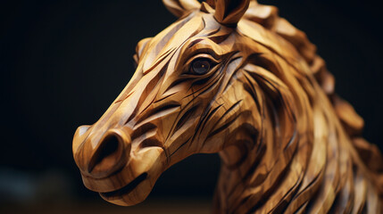 animal sculpture made of fine wood, cinematic color grading - obrazy, fototapety, plakaty