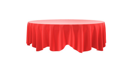 Flows of red fabric of various shapes on a white background. 3D illustration