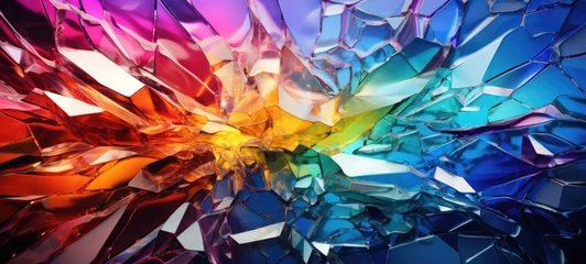 Foto op Canvas broken glass, colorful crystal texture, ai © Rachel Yee Laam Lai