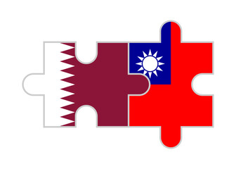 Obraz premium puzzle pieces of qatar and taiwan flags. vector illustration isolated on white background