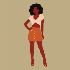 Afro black woman in elegant art style vector