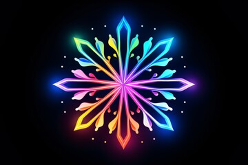 Graphic neon logo of a snowflake
