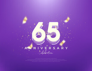 Retro number 65th on a modern blue background. Premium background vector design. Premium vector for poster, banner, celebration greeting.